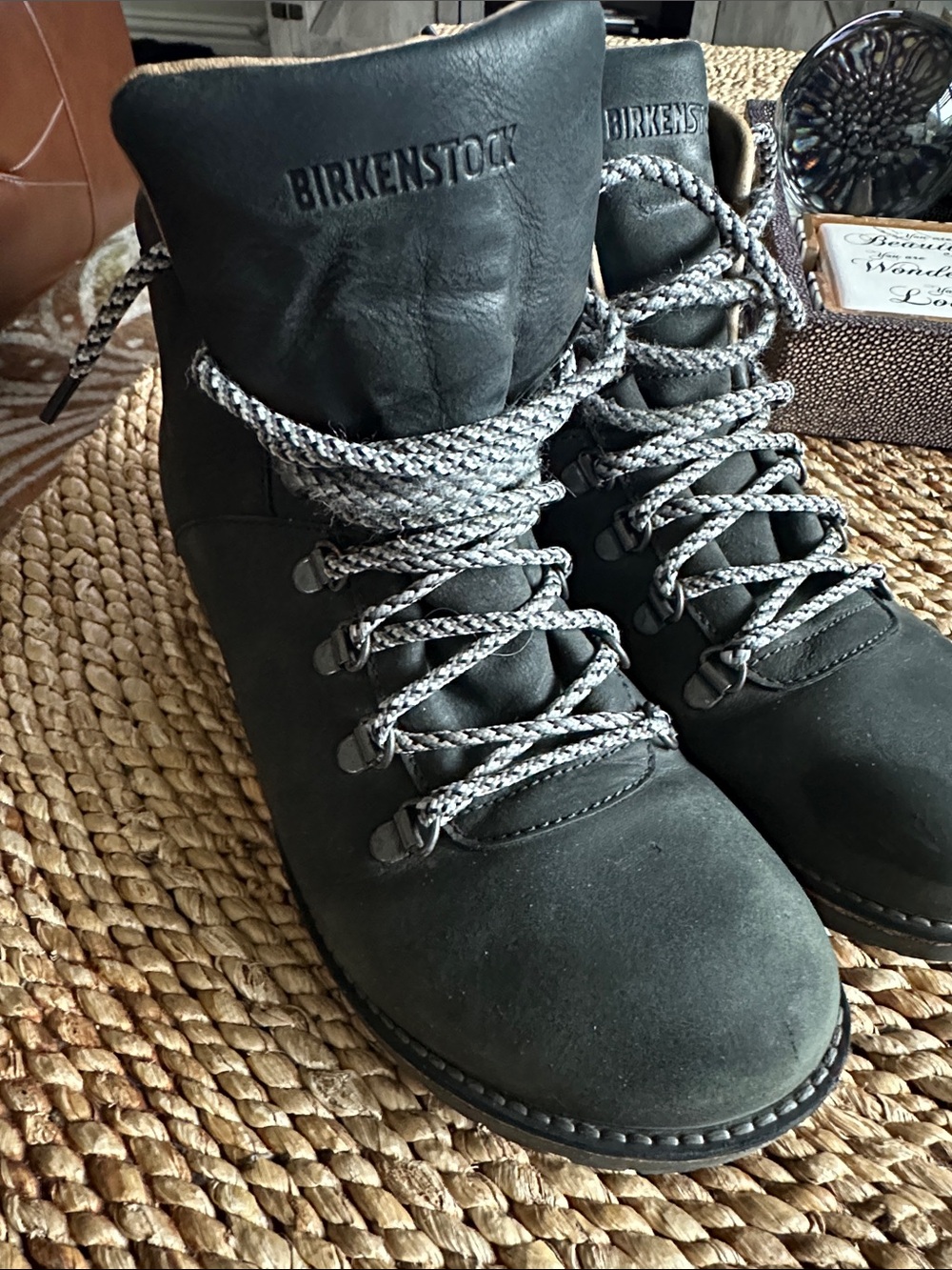 Birkenstock Black Lace-Up Hiking-Inspired Boots size 7